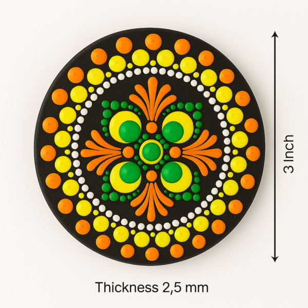 Handmade Hand Painted Mandala Dot Art Round Fridge Magnet