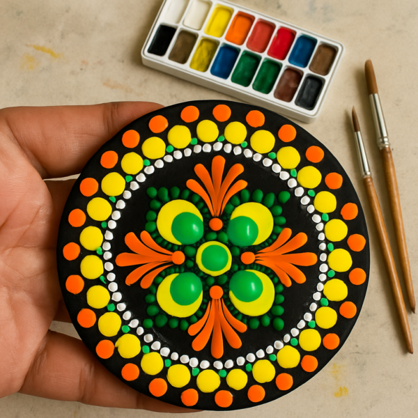 Handmade Hand Painted Mandala Dot Art Round Fridge Magnet
