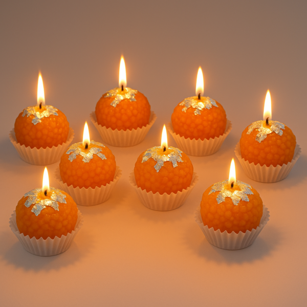 Motichoor Laddoo Candle Pack of 8