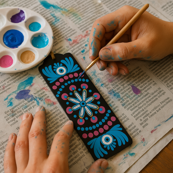 Handmade Mandala Dot Art Acrylic Painted Bookmark on MDF