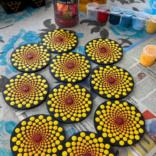Handmade Hand Painted Mandala Dot Art Round Fridge Magnet