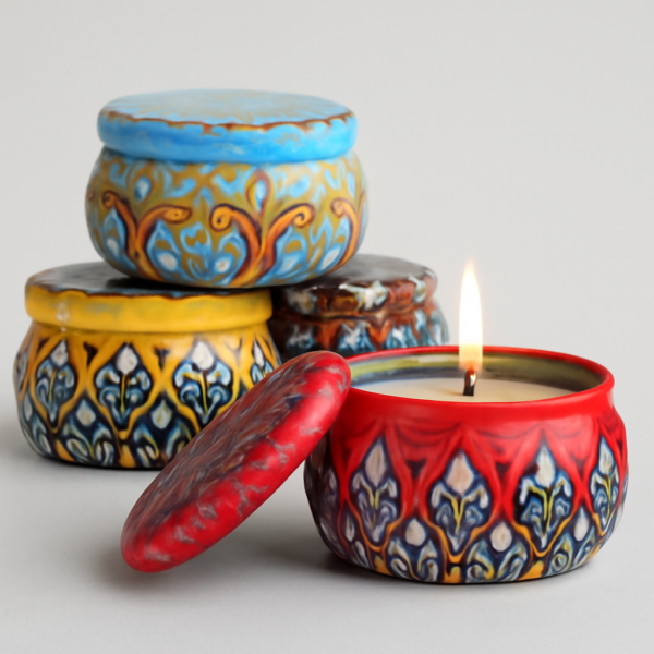 Scented Designer Metalic Jar Soy Wax Candles