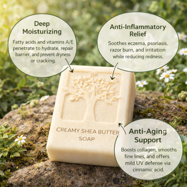 Creamy Shia Butter Natural Handmade Soap Set of 4 (120g Bars)