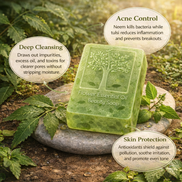 Tulsi Herbal Handmade Soap Set of 4 (120g Bars)